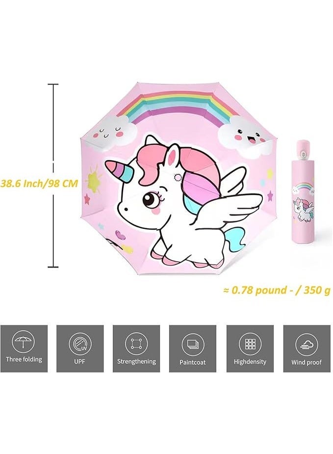 GOTOPCLS Automatic Kids Umbrella,Folding Telescopic Toddler Umbrellas Lightweight Cartoon Umbrella Portable Cute Sunscreen Umbrellas Sun/Rain Proof Protection Umbrella for Kids Boys&Girls - Image 2